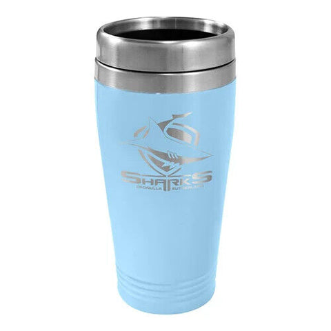 NRL Coffee Travel Mug - Cronulla Sharks - 450ml Drink Cup Double Wall