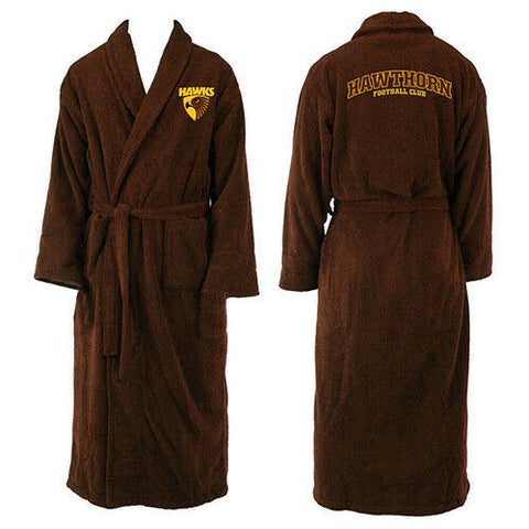 AFL Long Sleeve Bath Robe - Hawthorn Hawks - Dressing Gown - Adult