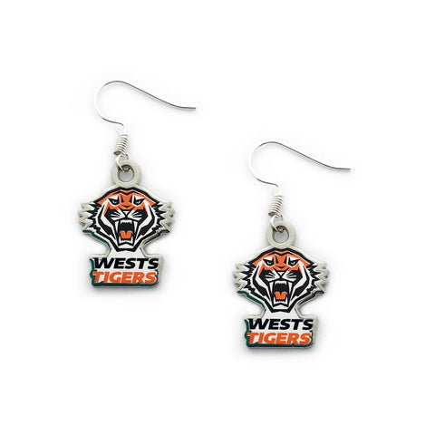 NRL Logo Metal Earrings - West Tigers - Surgical Steel - Drop Earrings