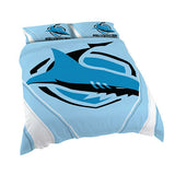 NRL Doona Quilt Cover With Pillow Case - Cronulla Sharks - All Sizes - Bed