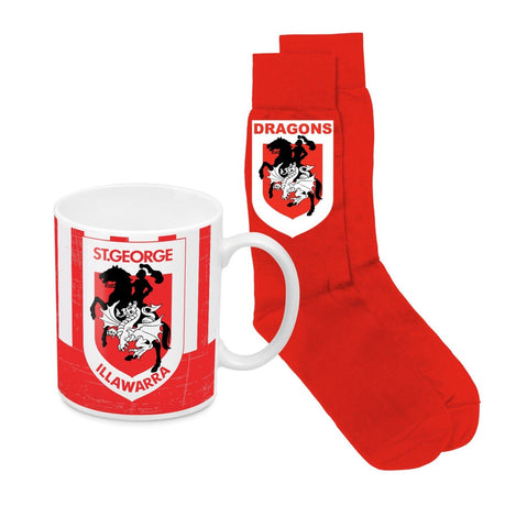 NRL Heritage Coffee Mug & Sock Pack - St George Illawarra Dragons - Gift Boxed