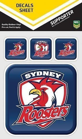 NRL App Stricker Decal Set - Sydney Roosters - 13x13CM Large 4x4CM Small