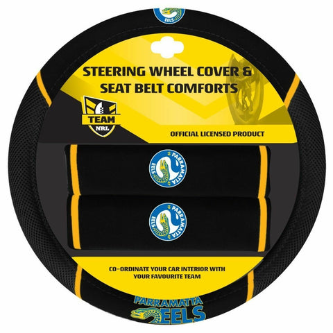 NRL Steering Wheel Cover - Seat Belt Covers - Parramatta Eels