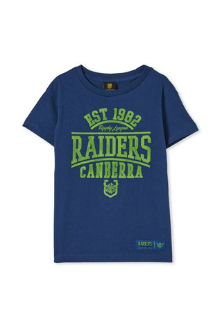 NRL Kids Distressed Flock Tee Shirt - Canberra Raiders - Youth T-Shirt