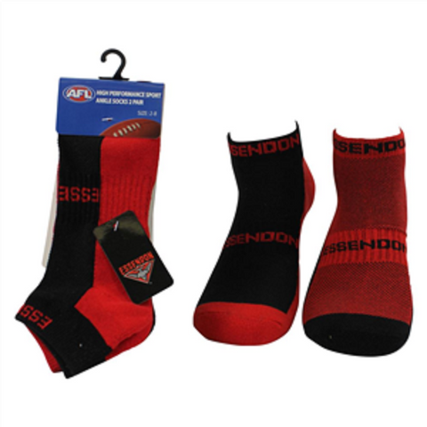 AFL Mens Ankle Socks - Essendon Bombers - Set Of Two - Sock -