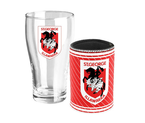 NRL Heritage Pint and Can Cooler Set - St George Illawarra Dragons