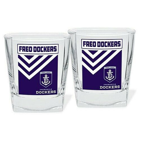 AFL Spirit Drink Glass Set Of Two - Fremantle Dockers - 250ml Cup