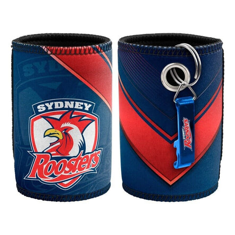 NRL Stubby Can Cooler with Bottle Opener - Sydney Roosters - Rubber Base