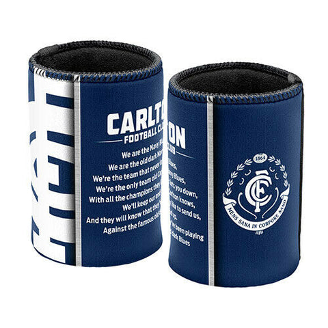 AFL Drink Stubby Cooler - Set Of Two - Team Song - Carlton Blues -