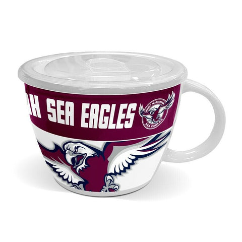 NRL Soup Mug with Lid - Manly Sea Eagles - Ceramic - 850mL Capacity