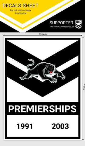NRL Premiership History Decal - Penrith Panthers - Premier Stickers