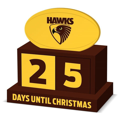 AFL Christmas Countdown Blocks - Hawthorn Hawks - Wooden - XMAS