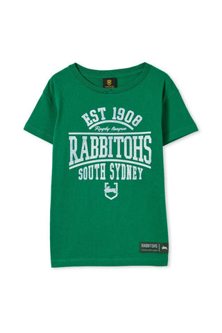 NRL Kids Distressed Flock Tee Shirt - South Sydney Rabbitohs - T-Shirt Youth