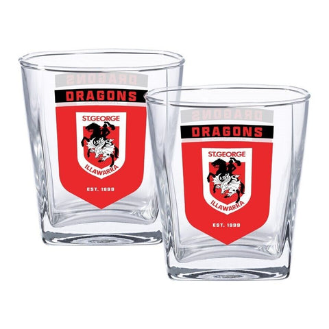 NRL Spirit Glass Set - St George Illawarra Dragons - 250ml Cup - Set Of Two