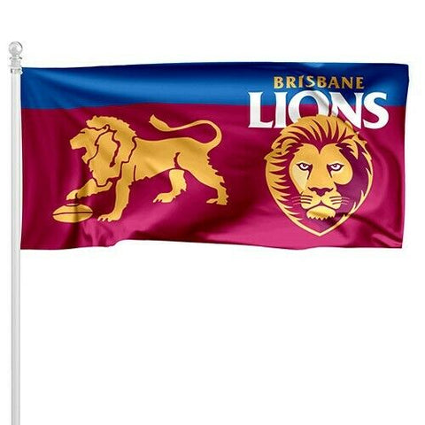 AFL Pole Flag - Brisbane Lions - 90cm x 180cm - Steel Eyelet For Hanging