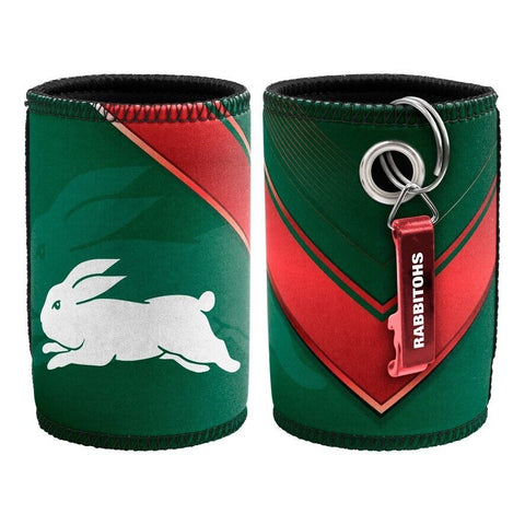NRL Stubby Can Cooler with Bottle Opener - South Sydney Rabbitohs - Rubber Base