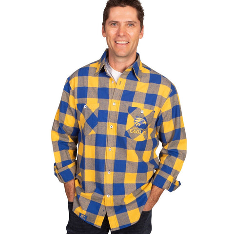 AFL Lumberjack Flannel Polo - West Coast Eagles - Flanno Shirt - Flannelette