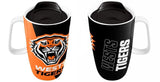 NRL Ceramic Travel Coffee Mug - West Tigers - Drink Cup With Lid