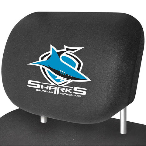 NRL Car Head Rest Cover - Cronulla Sharks - Set Of Two Covers -