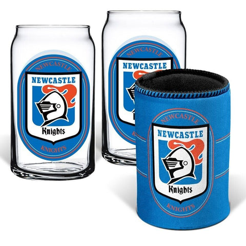 NRL Can Glass Set - Newcastle Knights - Set of 2 Glass & Cooler