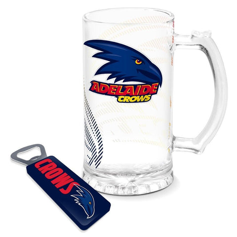 AFL Stein And Opener Set - Adelaide Crows - Drink Cup Mug - Retail Boxed