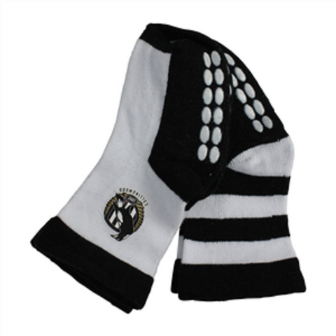 AFL Infant Socks - Collingwood Magpies - Set Of Two - Non Slip - Sock - Baby