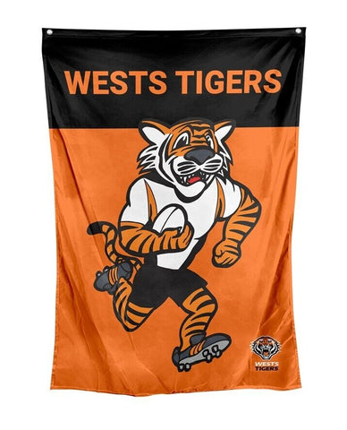 NRL Mascot Wall Flag - West Tigers - Cape Flag - Approx 100cm x 70cm