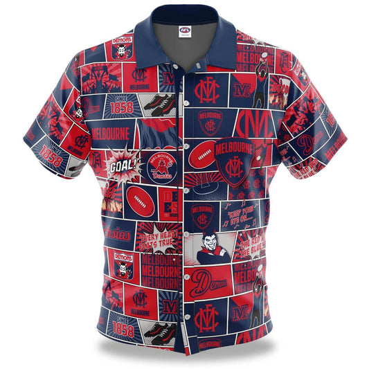 AFL Fanatics Button Up Polo Shirt - Melbourne Demons - Aussie Rules