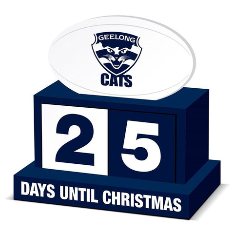 AFL Christmas Countdown Blocks - Geelong Cats - Wooden - XMAS