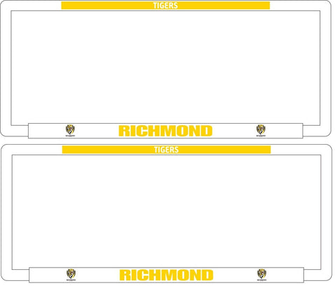 AFL Car Number Plate Frame Set Of Two - Richmond Tigers - Front/Back
