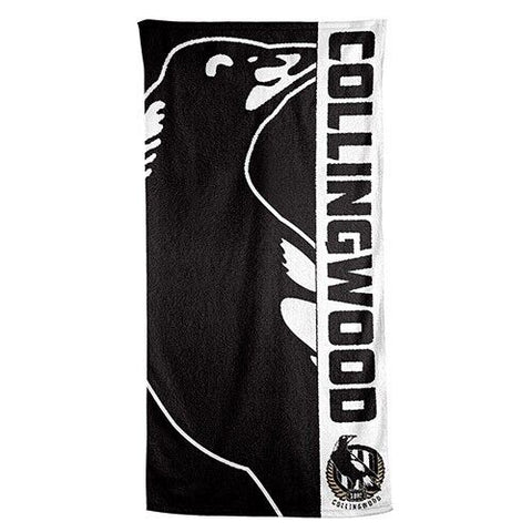 AFL Beach Towel - Collingwood Magpies - Bath - Team Logo - 150cm x 75cm