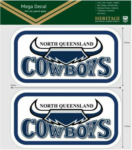 NRL Mega Heritage Decal - North Queensland Cowboys - Car Sticker 250mm
