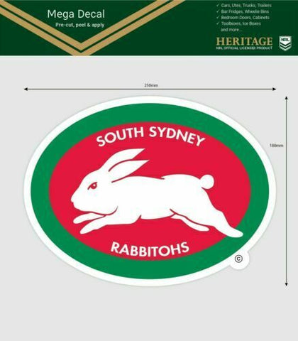 NRL Mega Heritage Decal - South Sydney Rabbitohs - Car Sticker 250mm