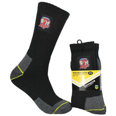 NRL Mens Work Socks Two Pack - Sydney Roosters -