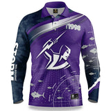NRL Long Sleeve Fishfinder Fishing Polo Tee Shirt - Melbourne Storm - YOUTH
