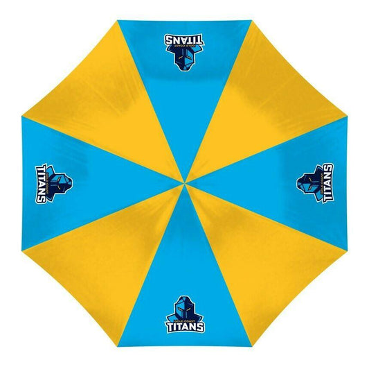 NRL Compact Umbrella - Gold Coast Titans - Rain - Glovebox - 60cm Length W17cm