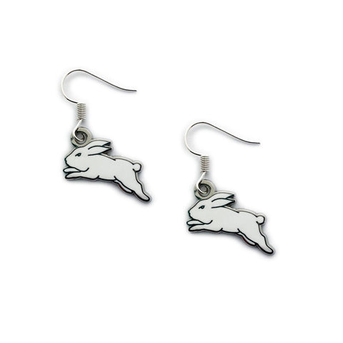 NRL Logo Metal Earrings - South Sydney Rabbitohs  - Surgical Steel - Drop
