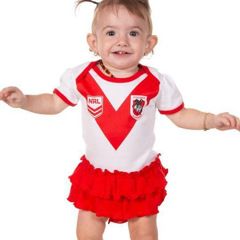 NRL Girls Tutu Footy Body Suit St George Illawarra Dragons - Baby Toddler Infant