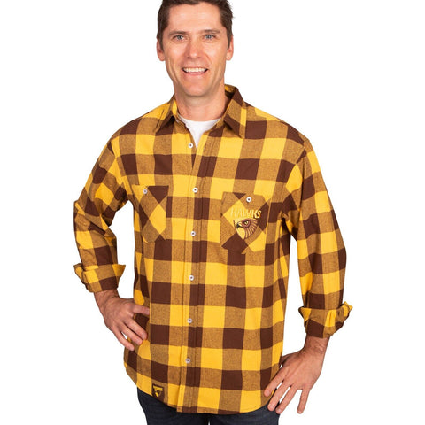 AFL Lumberjack Flannel Polo - Hawthorn Hawks - Flanno Shirt - Flannelette