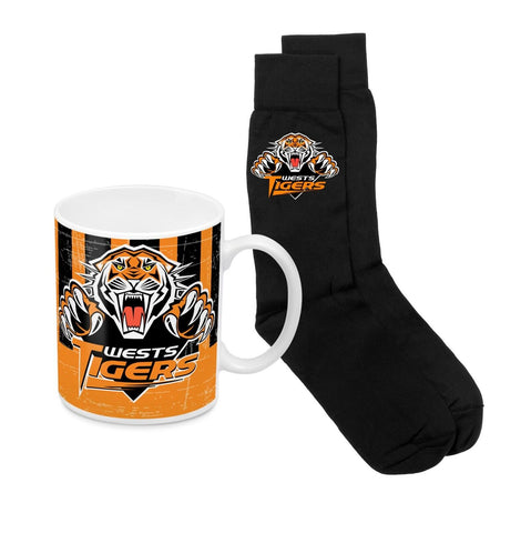 NRL Heritage Coffee Mug & Sock Pack - West Tigers - Gift Boxed