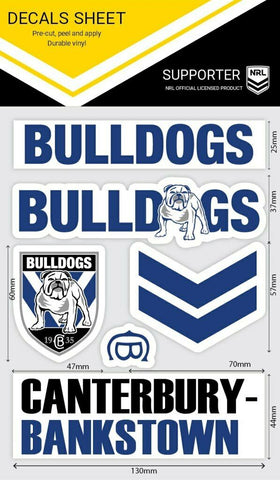 NRL Sticker Decal Sheet - Canterbury Bulldogs - Stickers Wordmark