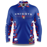 NRL Long Sleeve Reef Runner Fishing Polo Shirt - Newcastle Knights - YOUTH