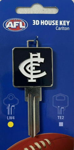AFL 3D House Key - Carlton Blues - LW4 Blank Metal Badge Keys - Footy
