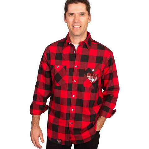 AFL Lumberjack Flannel Polo - Essendon Bombers - Flanno Shirt - Flannelette