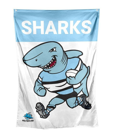 NRL Mascot Wall Flag - Cronulla Sharks - Cape Flag - Approx 100cm x 70cm