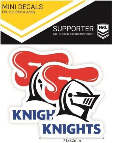 NRL Mini Decal - Newcastle Knights - New Logo - Car Sticker Set Of 2 - 8x7cm