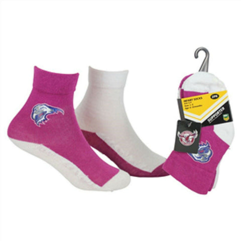 NRL Infant Socks - Manly Sea Eagles - Set Of Two - Non Slip - Sock
