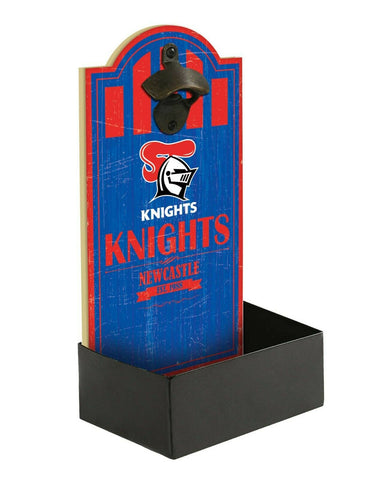 NRL Wall Bottle Opener with Catcher - Newcastle Knights - Gift