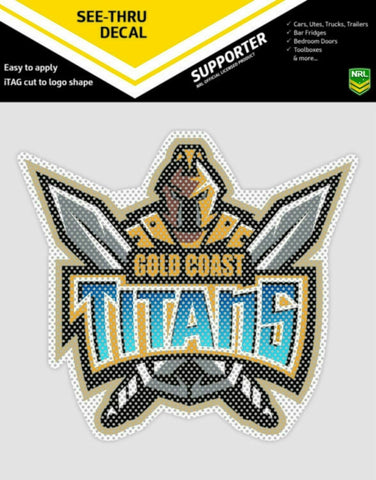 NRL Car UV Rated Decal Sticker - Gold Coast Titans - Size 14-18cm - See Thru