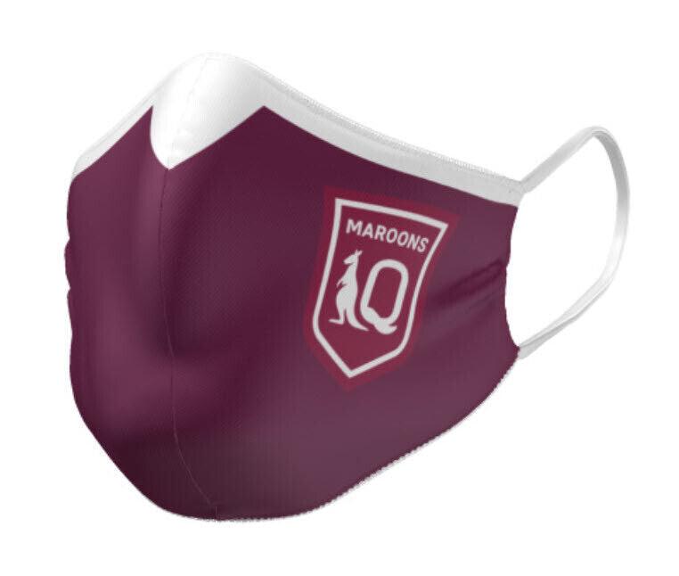 NRL Face Mask Queensland Maroons QLD Reversible Washable Adu